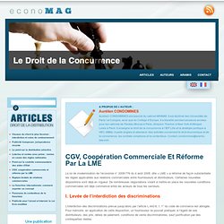 CGV, coopération commerciale et réforme par la LME