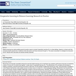 Cooperative Learning in Distance Learning: Research to Practice