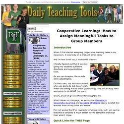 Cooperative Learning: Assigning Individual Tasks to Group Members