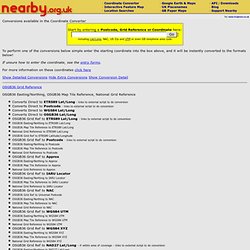 Coordinate Converter Conversions - Grid Reference - Lat/Long