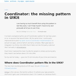 Coordinator: The Missing Pattern In UIKit (UIResponder - Responding Chain)