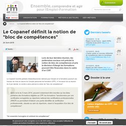 Le Copanef définit la notion de "bloc de compétences"