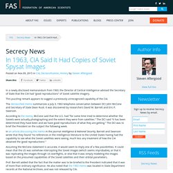 In 1963, CIA Said It Had Copies of Soviet Spysat Images