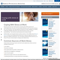 Coping with stress at work