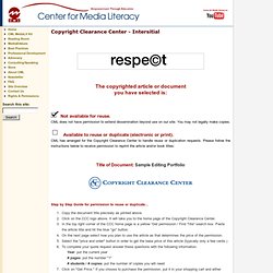 Copyright Clearance Center - Intersitial