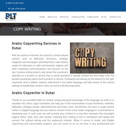 Arabic Copywriting Services in Dubai