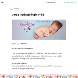 Cord Blood Banking in India