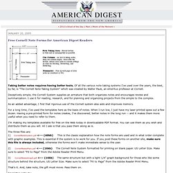 Free Cornell Note Forms for American Digest Readers @ AMERICAN DIGEST