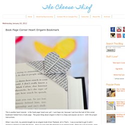 Il ladro di formaggio: pagina del libro d'angolo Cuore Origami Bookmark