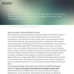 Coronavirus Disease (COVID-19): Brain Aneurysm Treatmen...