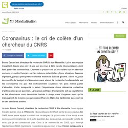 Coronavirus : le cri de colère d'un chercheur du CNRS