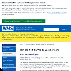Coronavirus » Join the NHS COVID-19 vaccine team