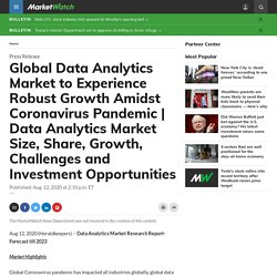 Global Data Analytics Market to Experience Robust Growth Amidst Coronavirus Pandemic