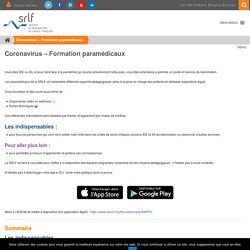 SRLF (Société de Réanimation de Langue Française) : Coronavirus - Formation paramédicales - supports pédagogiques