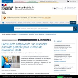 Épidémie de Coronavirus (Covid-19) -Particuliers employeurs : un dispositif d'activité partielle pour le mois de novembre 2020