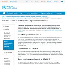 Maladie à coronavirus 2019 (COVID-19) : questions-réponses 
