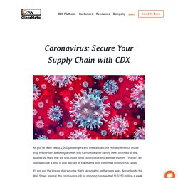 Coronavirus (COVID-19): Secure Your Supply Chain with CDX