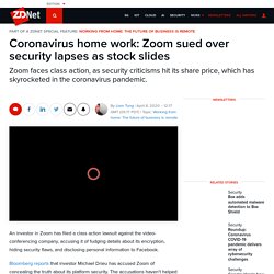 Coronavirus home work: Zoom sued over security lapses as stock slides