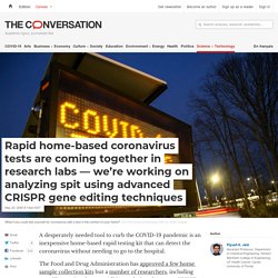 Rapid home-based coronavirus tests coming together in research labs — analyzing spit using advanced CRISPR gene editing techniques