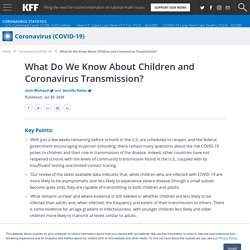 What Do We Know About Children and Coronavirus Transmission?