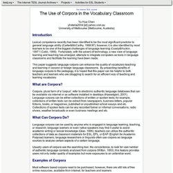 Chen - The Use of Corpora in the Vocabulary Classroom