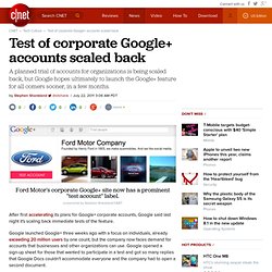 Test of corporate Google+ accounts scaled back