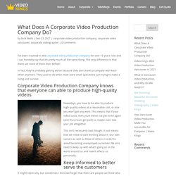 What Does A Corporate Video Production Company Do?