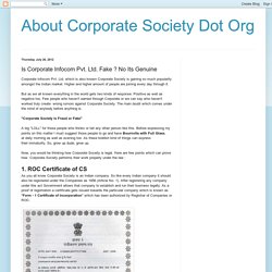 About Corporate Society Dot Org: Is Corporate Infocom Pvt. Ltd. Fake ? No Its Genuine