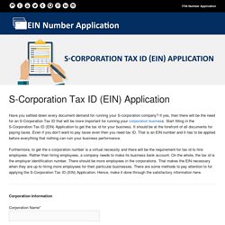 S-Corporation Tax ID (EIN) Application