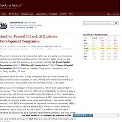 Another Favorable Look At Business Development Companies