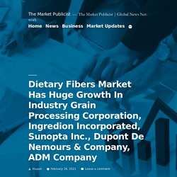 Dietary Fibers Market Has Huge Growth In Industry Grain Processing Corporation, Ingredion Incorporated, Sunopta Inc., Dupont De Nemours & Company, ADM Company