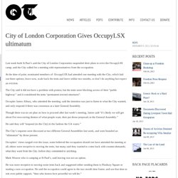 City of London Corporation Gives OccupyLSX ultimatum