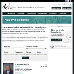 La Corporation des thanatologues du Québec