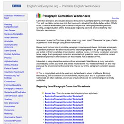 Paragraph Correction Worksheets