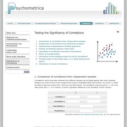 Online-Calculator for testing correlations: Psychometrica