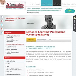 Distance Learning Programmes (Correspondance) information