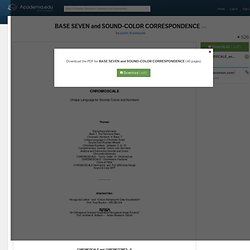 BASE SEVEN and SOUND-COLOR CORRESPONDENCE