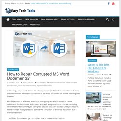 Repair Corrupted Word Document - DIY Technique