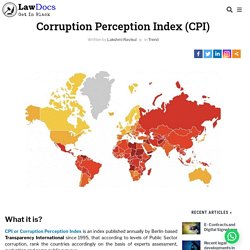 Corruption Perception Index CPI - corruption as misuse of public properties