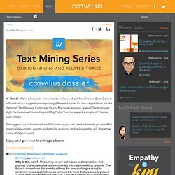 Dossier 01 – Text Mining Series: Opinion Mining and Related Topics