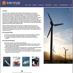 Corvus Energy - Clean Tech Investor Information