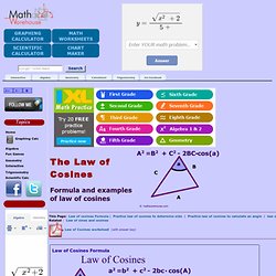 Law of Cosines: Formula and examples of the law of cosines and a free worksheet