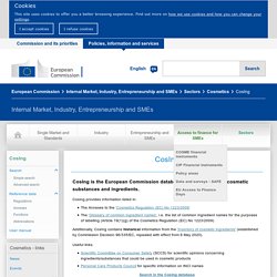 Page de l’inventaire des ingrédients cosmétiques en Europe