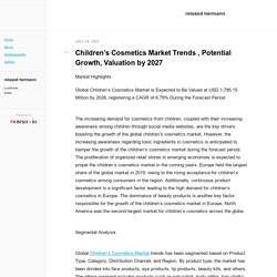 Children’s Cosmetics Market Trends , Potential Growth, Valuation by 2027