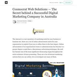 Cosmocrat Web Solutions — The Secret behind a Successful Digital Marketing Company in Australia