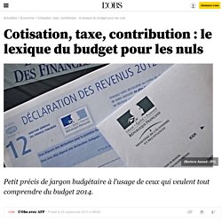 Cotisation, taxe, contribution : le lexique du budget pour les nuls - 25 septembre 2013