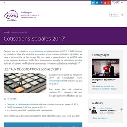 Cotisations sociales 2017 - Actualités Paie