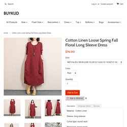 Cotton Linen Loose Spring Fall Floral Long Sleeve Dress – Buykud