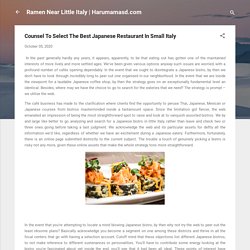 Counsel To Select The Best Japanese Restaurant In Small Italy
