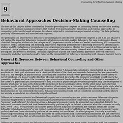Counseling for Effective Decision Making - Behavioral Approaches Decision-Making Counseling